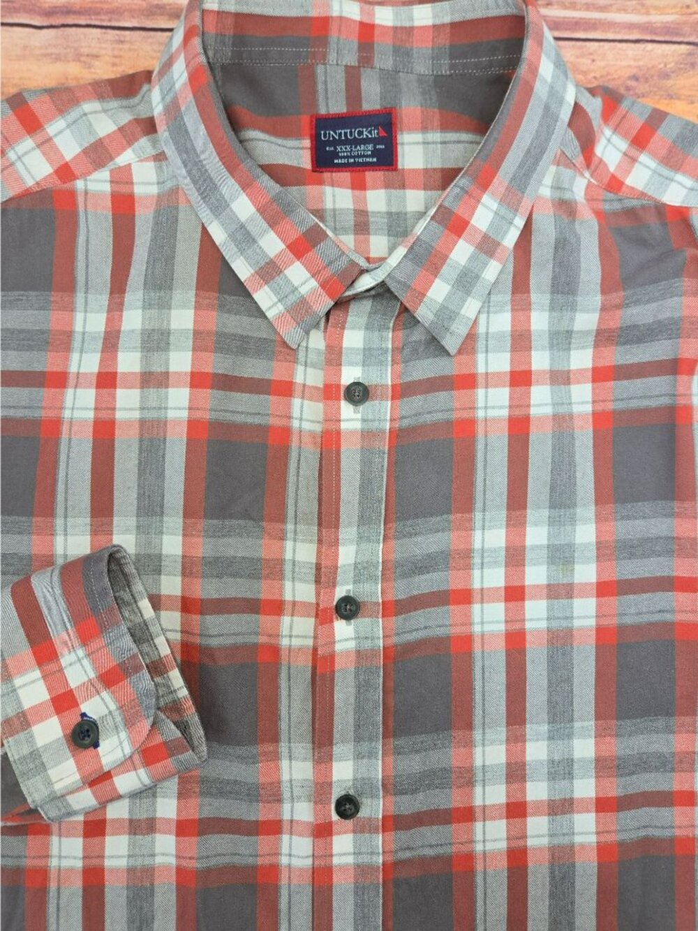 Untuckit Mens Plaid Long Sleeve Button-Up Shirt 3XL